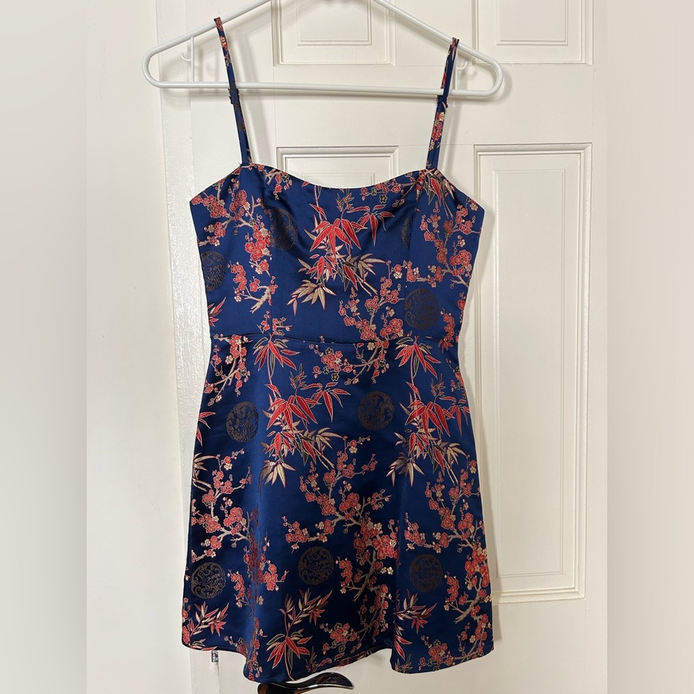 Realisation Par mini dress royal blue with pattern